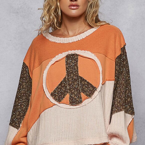 #115 POL Round-Neck, Long-Sleeve, Oversized Top - Picture 8 of 9